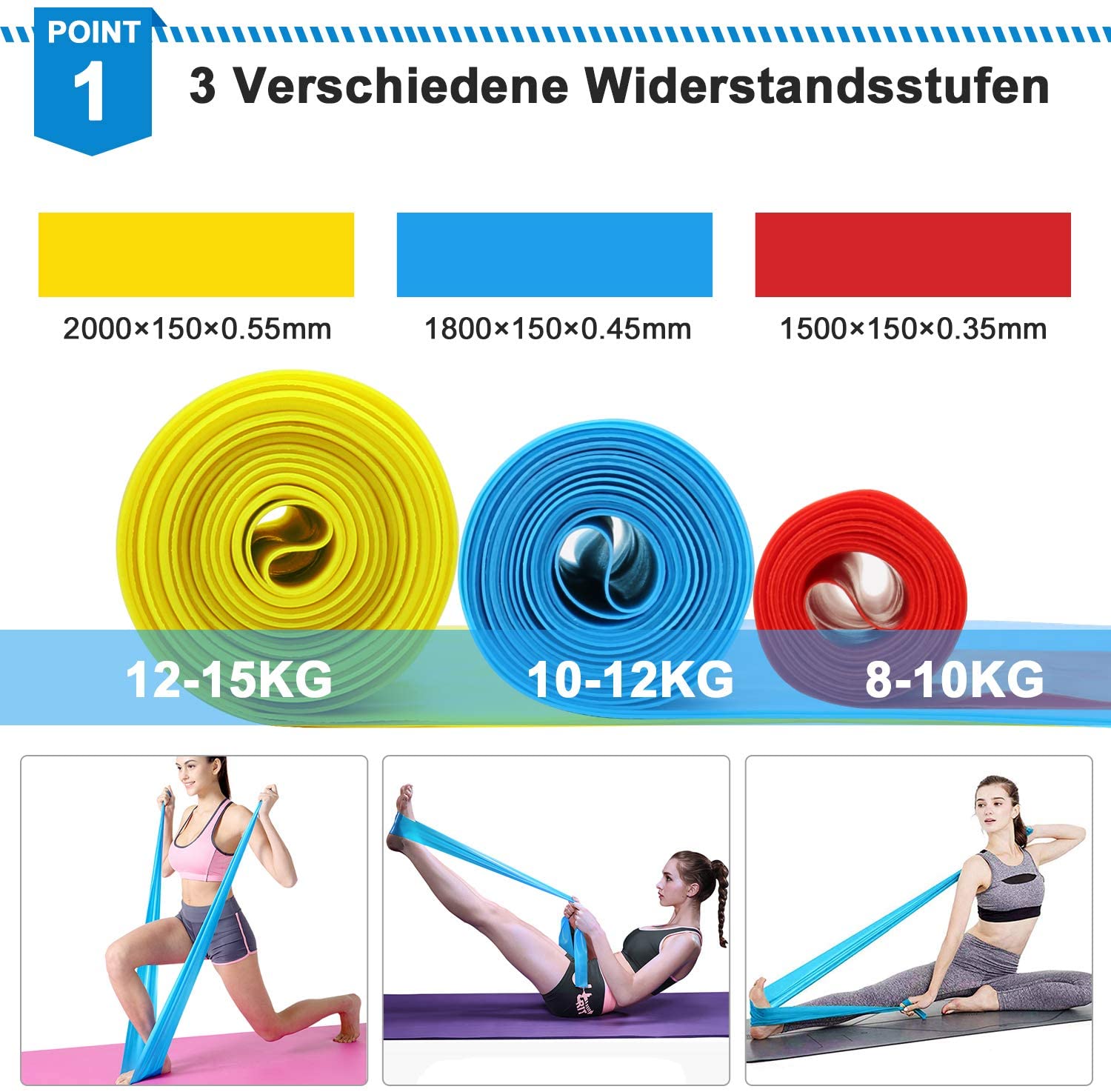 Elastic Fitness Bands 3Pcs Res - Pilates Yoga Board avaliação e preço