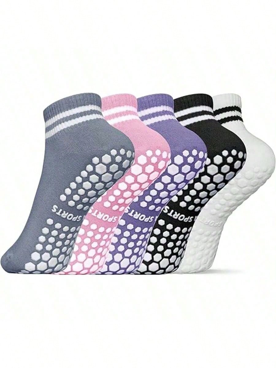 5 Pairs Women Double Stripe No - Pilates Yoga Fitness avaliação e preço